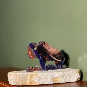 Southwestern Metal Buffalo Figurine Knick Knack